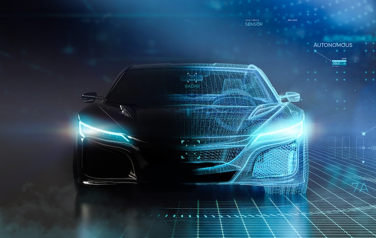 Futuristic car wireframe representation